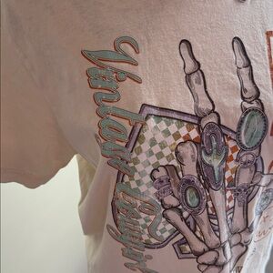Cream Graphic T-Shirt with Western Design